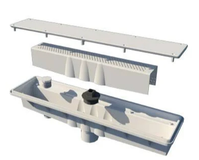 A&A Manufacturing Concrete Single Suction w/ Hydrostatic Relief AVSC Channel Drain Standard Top Gray - 571858
