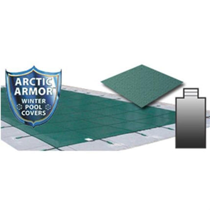 Arctic Armor 18' x 36' Ultra Light Solid Safety Cover w- 4' x 8' Center End Step Section - Green