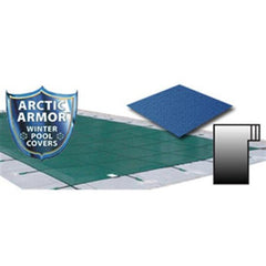 Arctic Armor 18' x 36' Ultra Light Solid Safety Cover w- 4' x 8' Right Step Section - Blue