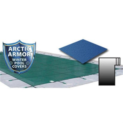 Arctic Armor 18' x 36' Ultra Light Solid Safety Cover w- 4' x 8' Right Step Section - Blue