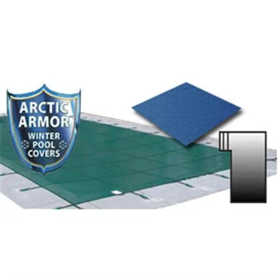 Arctic Armor 20' x 40' Ultra Light Solid Safety Cover w- 4' x 8' Left Step Section - Blue