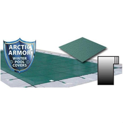 Arctic Armor 25' x 45' Ultra Light Solid Safety Cover w- 4' x 8' Left Step Section - Green