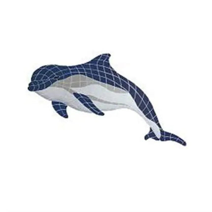 Artistry In Mosaics Aquatic Line Blue Bottlenose Dolphin Mosaic Tile - Large
