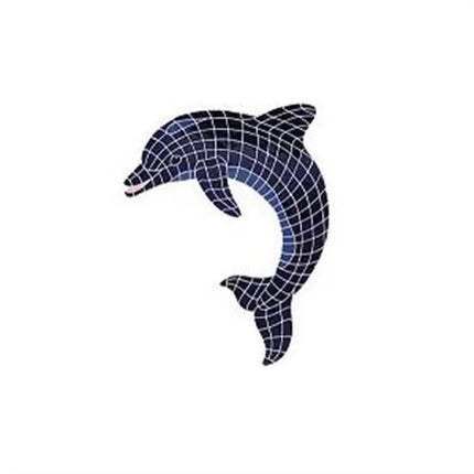 Artistry In Mosaics Aquatic Line Blue Dolphin Mosaic Tile - Large