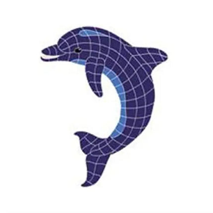 Artistry In Mosaics Aquatic Line Blue Dolphin Mosaic Tile - Medium
