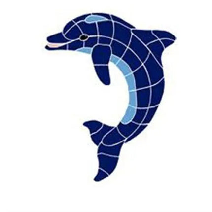 Artistry In Mosaics Aquatic Line Blue Dolphin Mosaic Tile - Small