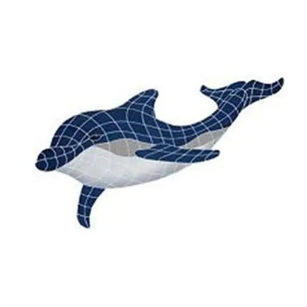 Artistry In Mosaics Aquatic Line Blue Downward Bottlenose Dolphin Mosaic Tile - Large