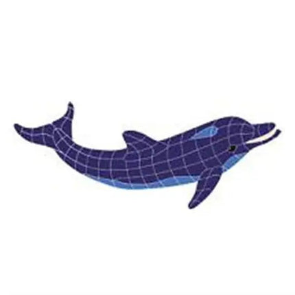 Artistry In Mosaics Aquatic Line Blue Medium Dolphin Mosaic Tile