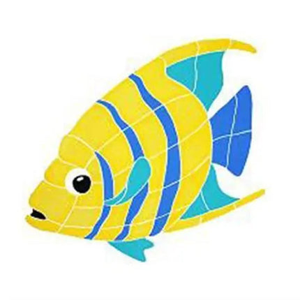 Artistry In Mosaics Aquatic Line Multi Color Angel Fish Banded Mosaic Tile - Large