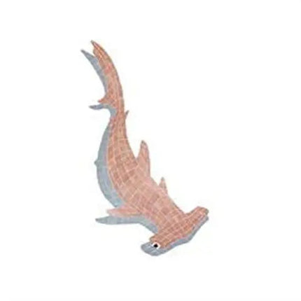 Artistry In Mosaics Shadow Line Brown Hammerhead Shark Shadow Mosaic Tile - Large