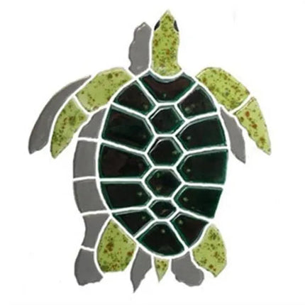 Artistry In Mosaics Shadow Line Small Green Turtle Shadow Mosaic Tile
