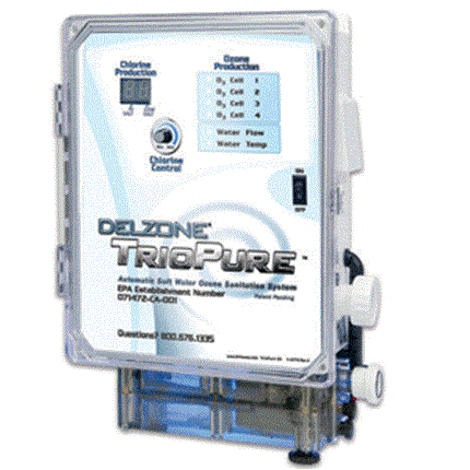 DelZone TrioPure Ozonator w- Salt Chlorine Generator - up to 25,000 Gallons